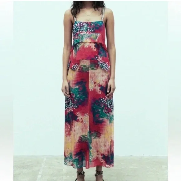 Zara Multicolored Jewel Midi Skirt Size S - Picture 1 of 16